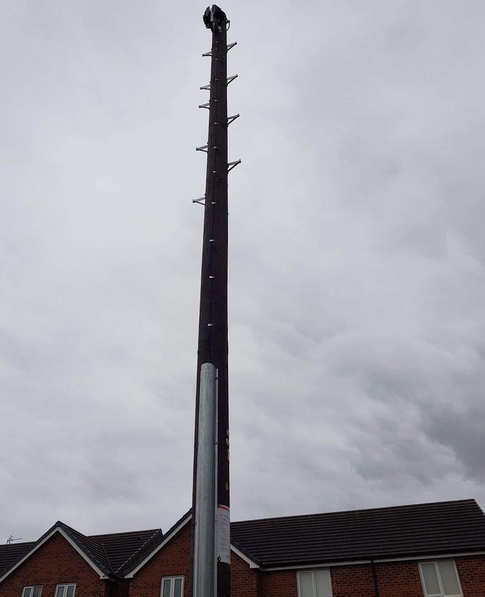 Newly erected fibre broadband pole