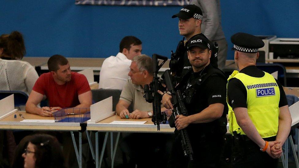 Armed officers at the Sunderland count