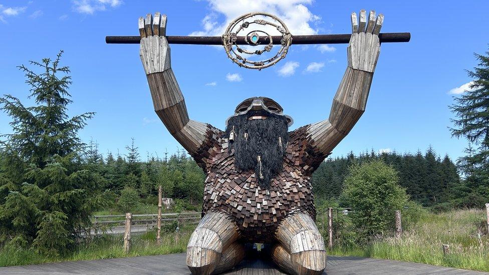 The Sperrin mountains currently plays host to three giant troll sculptures made by the Danish artist Thomas Dambo.