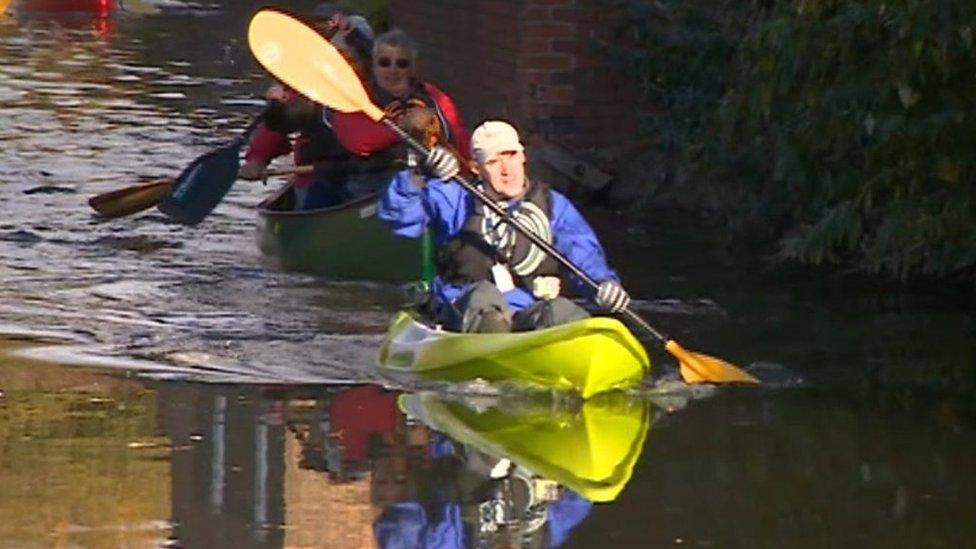 Canoeists on the Stoke-on-Trent heritage trail