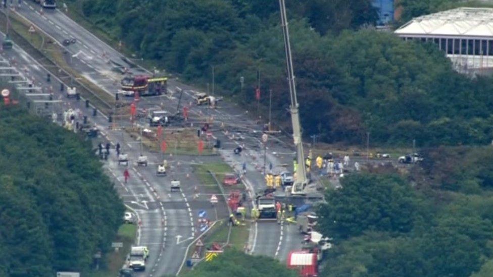 Scene of the jet crash in Shoreham