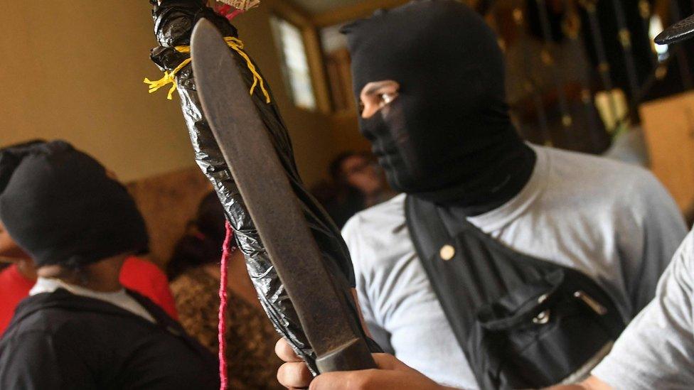 Paramilitaries burst into the San Sebastian Basilica, in Diriamba, Nicaragua on July 09, 2018.