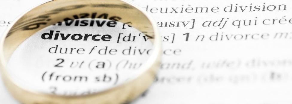 Divorce dictionary definition below a wedding ring