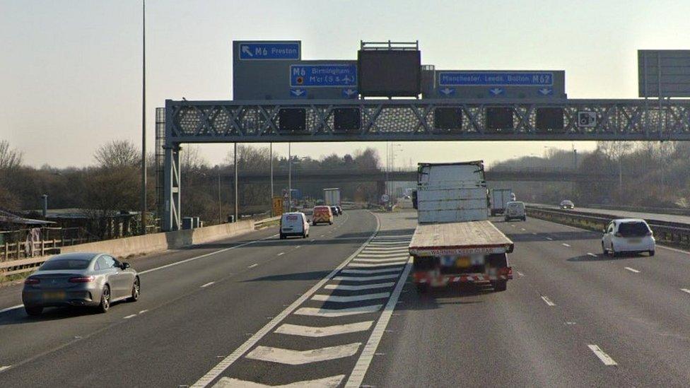 the eastbound carriageway near to junction 10