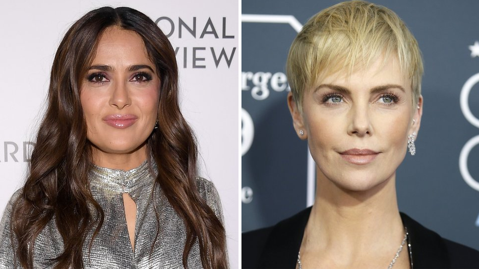 Composite image of Salma Hayek and Charlize Theron