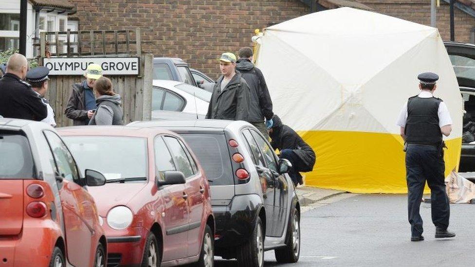 Police Officers at the scene in Bracknell Close