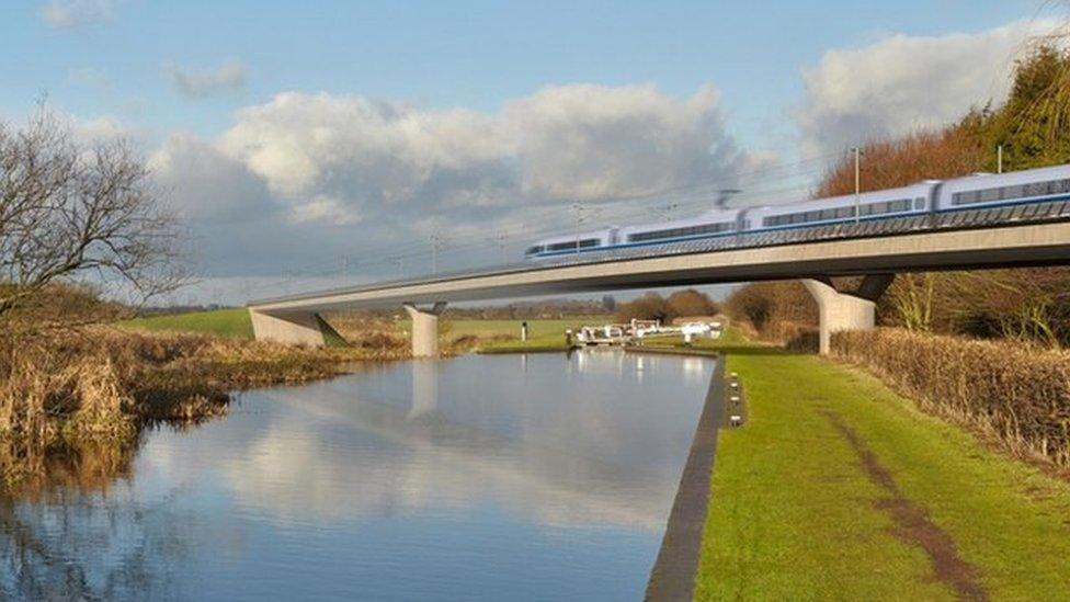 Computer generated image of HS2 Birmingham and Fazeley viaduct