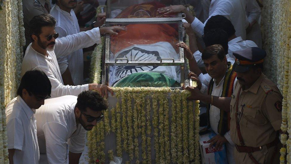 Sridevi's body being taken to the cremation ground