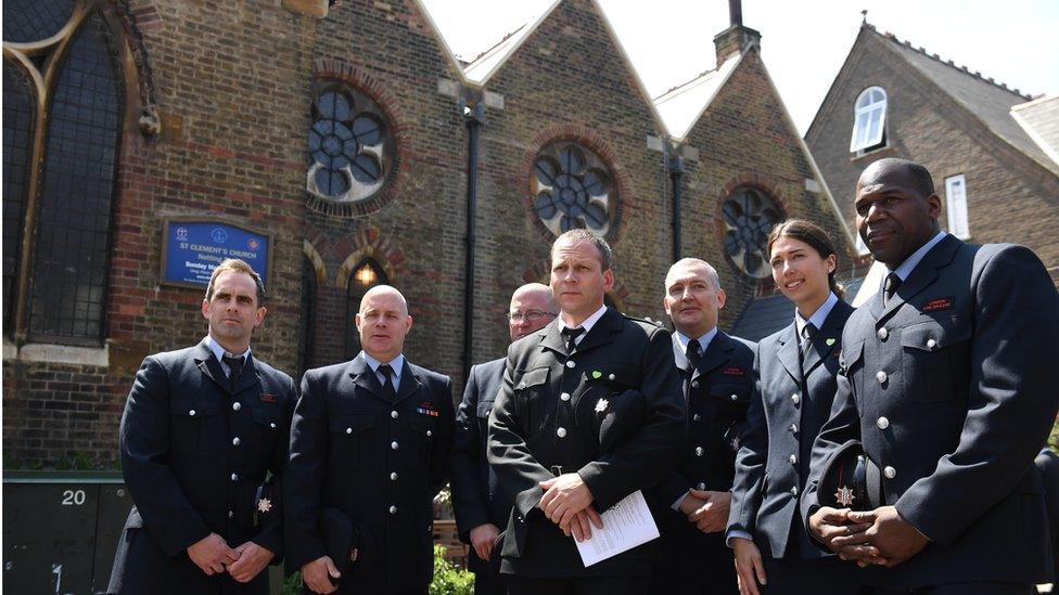 Members of the fire brigade from Ladbroke Road Station