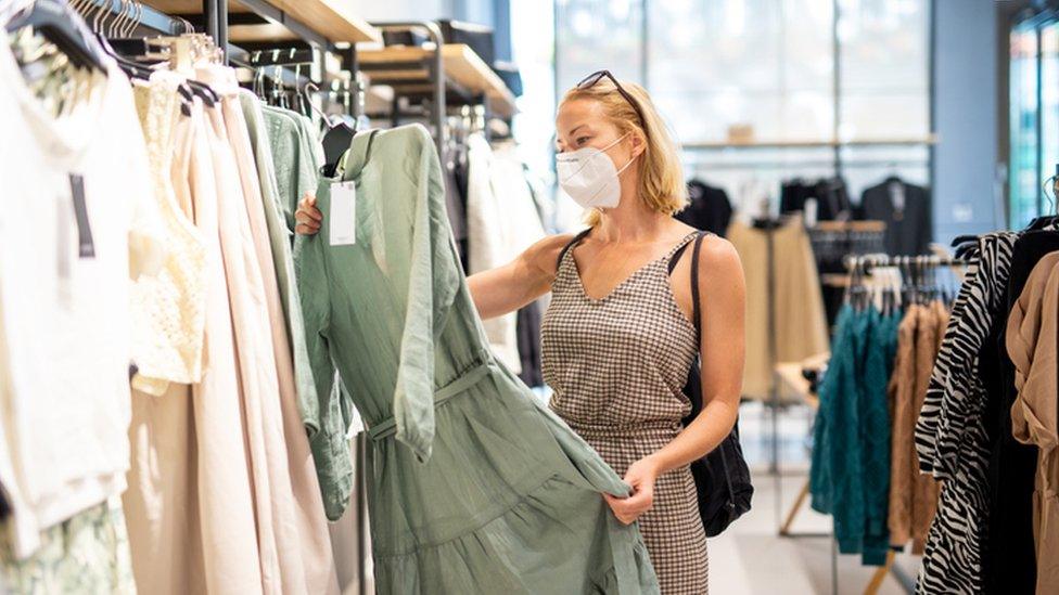 Shopper wearing mask