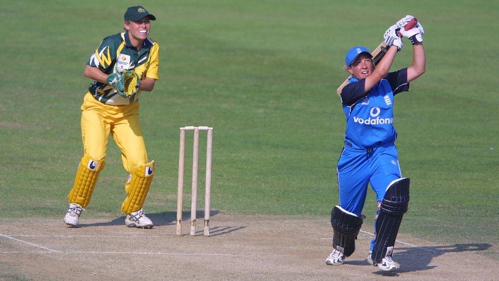 Clare Connor in action for England against Australia in 2001