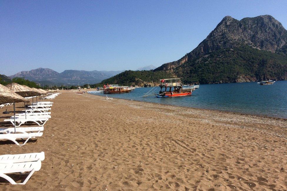 Boats wait for tourists in Adrasan in the Olympos area, about 100km west of Antalya, Turkey, 1 June