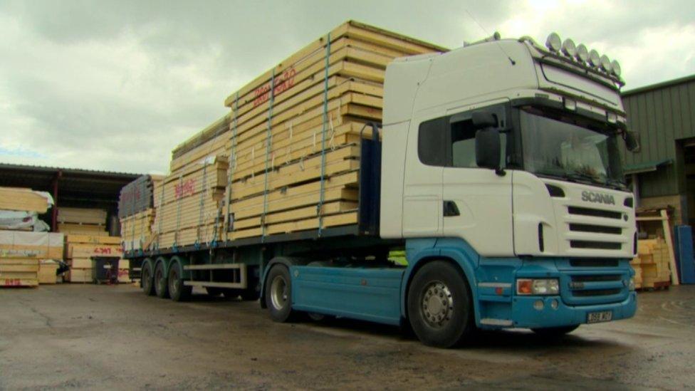 Delivery truck with wood panels