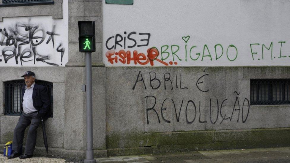 Anti-austerity graffiti in Porto, Portugal