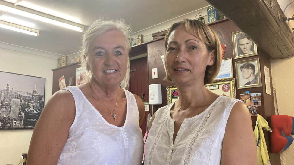 Christine Patrick and Beverley Hindmarsh inside their shop