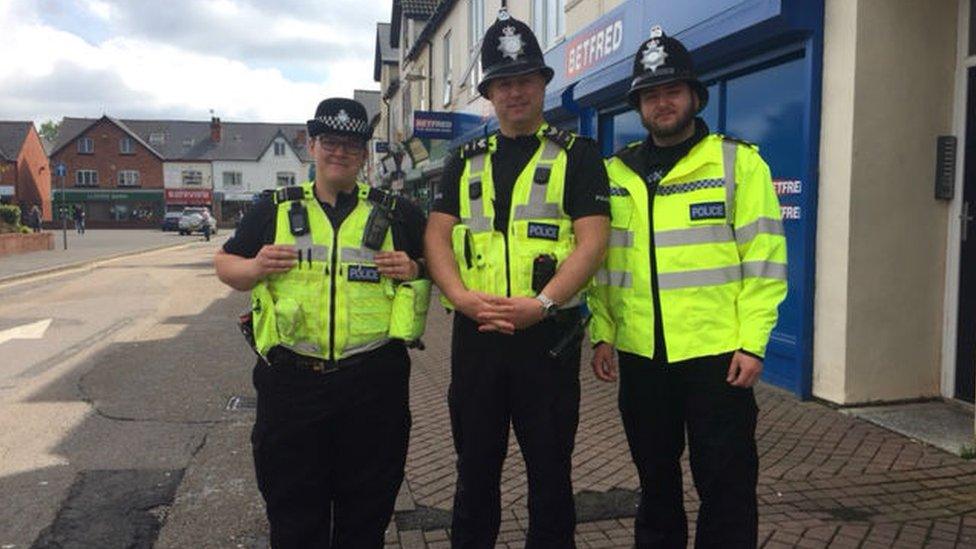 3 Police officers on the street in Shirebrook