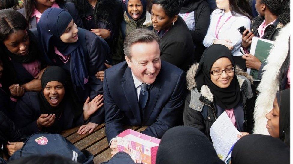 David Cameron visiting an academy school in London this week