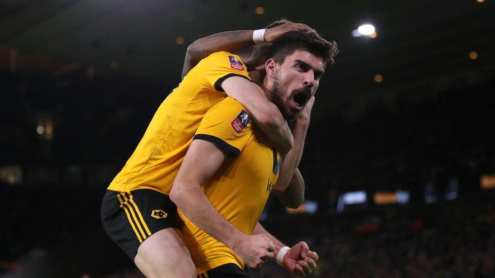 Wolverhampton Wanderers' Ruben Neves celebrates scoring his side's second goal of the game