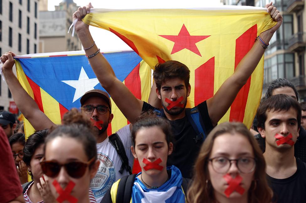 Catalan student protest, 2 Oct 17