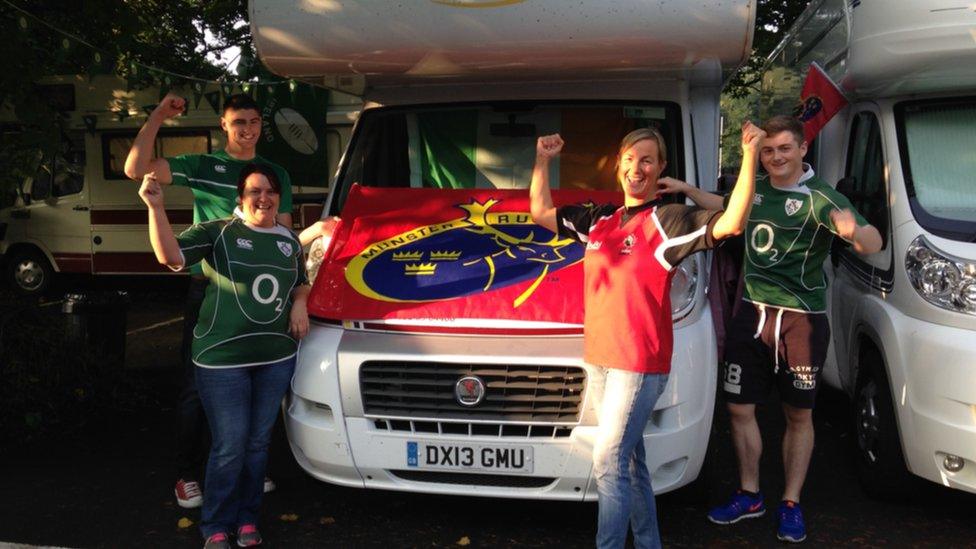 Ireland fans camped at Llandaff rugby club, Cardiff on Friday night ahead of the game