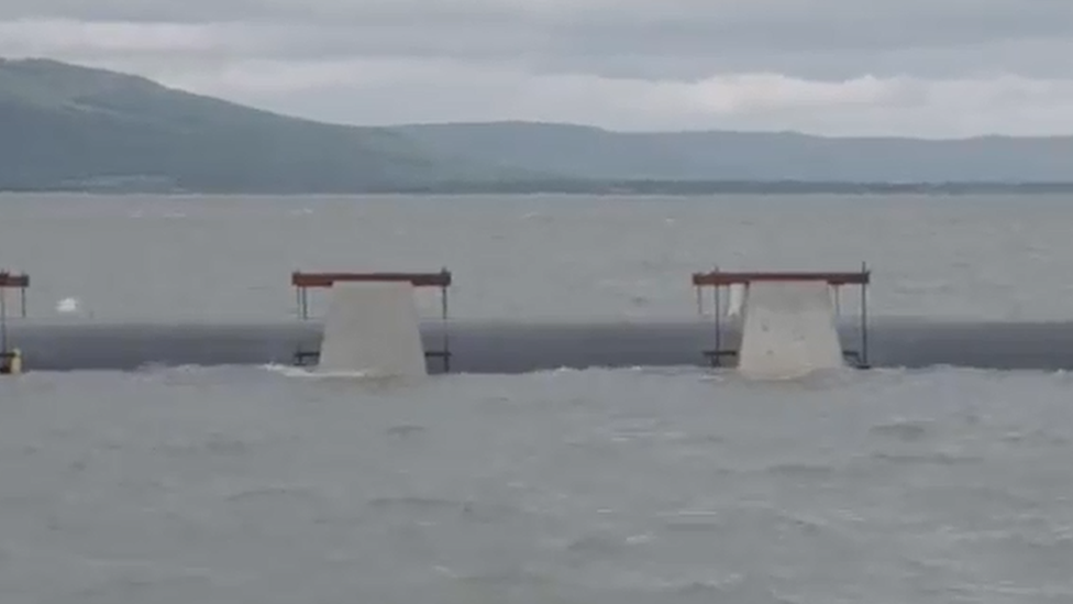 Storm Brian nearly snapped the last portion of the pipe miles out at sea