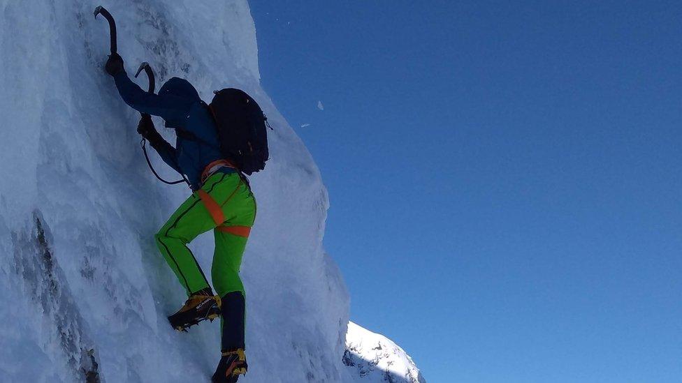 Caradog Jones climbing Ben nevis