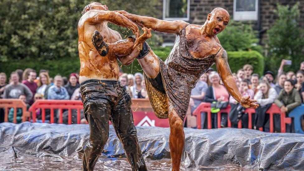 Competitors at the World Gravy Wrestling Championships