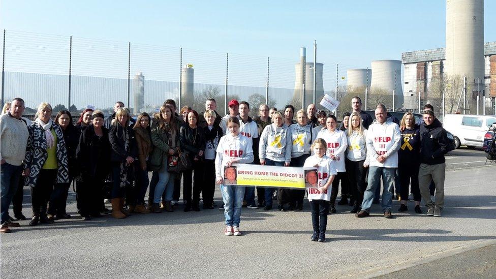 Family members protesting at the site