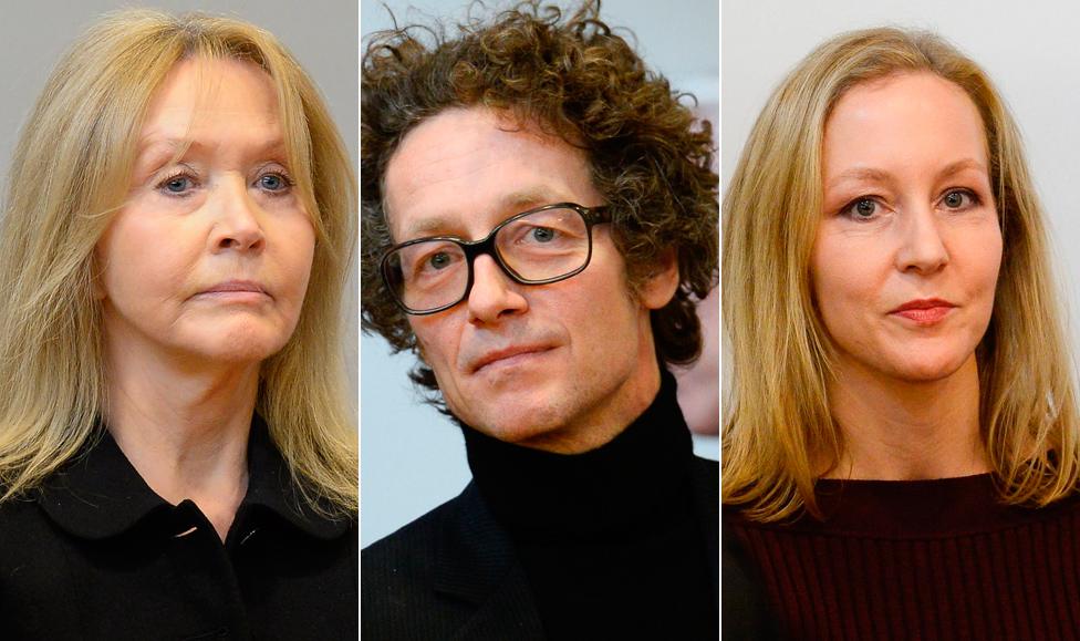 Anton Schlecker's wife Christa (L), son Lars (C) and daughter Meike (R)