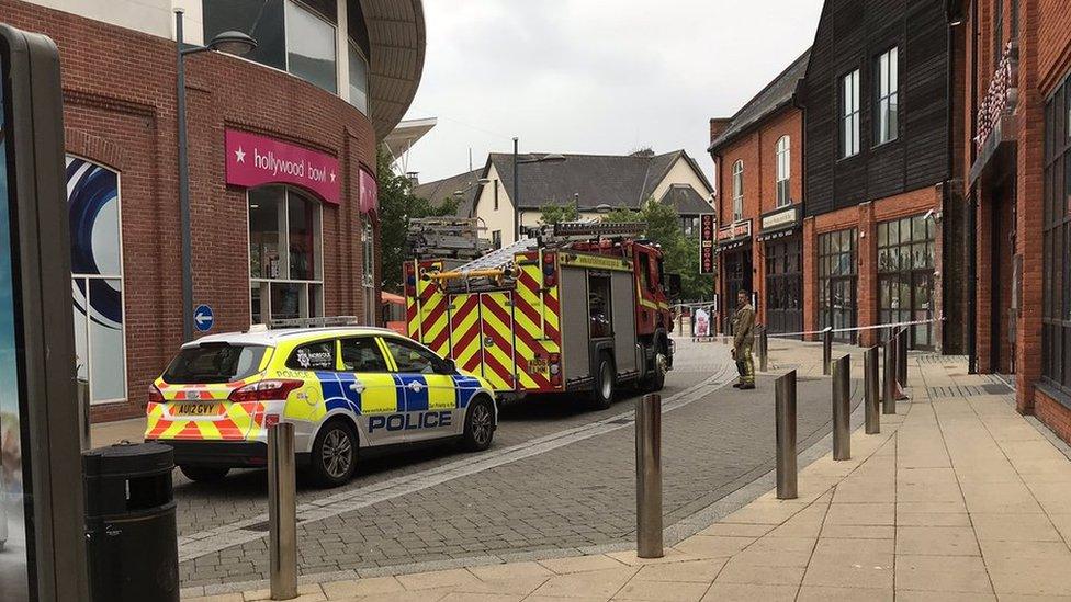 Fire and police at Riverside, Norwich