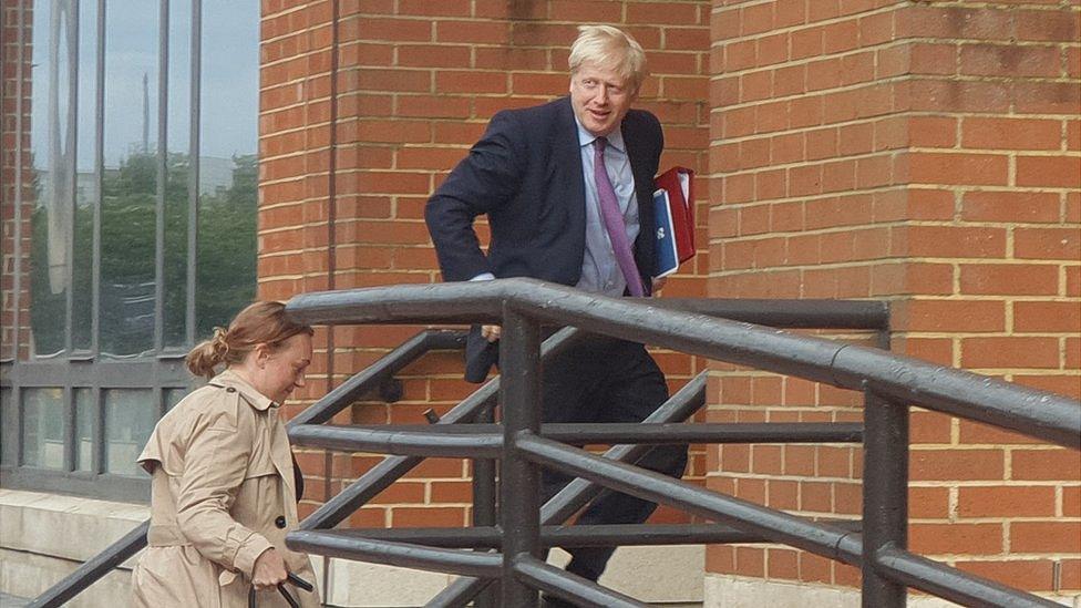 Boris Johnson arrived at the National Assembly for Wales