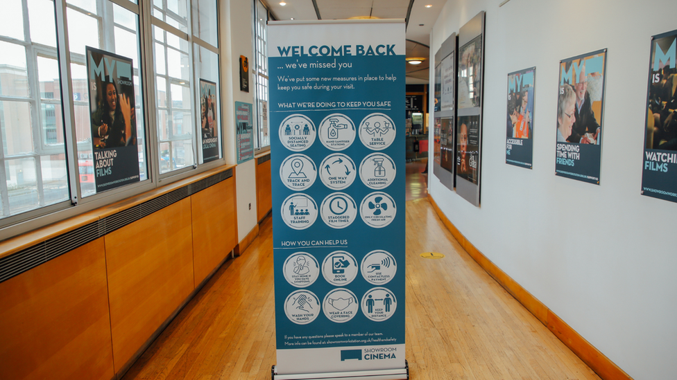 A sign in the cinema foyer