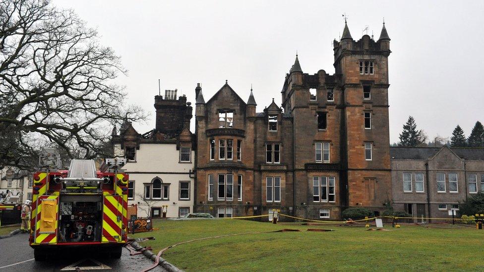 A view of the Cameron House Hotel on the banks of Loch Lomond, where emergency services are continuing to investigate the cause of a fire in which two guests died.