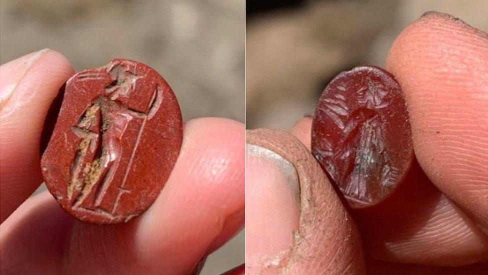 Two red jasper Roman intaglios