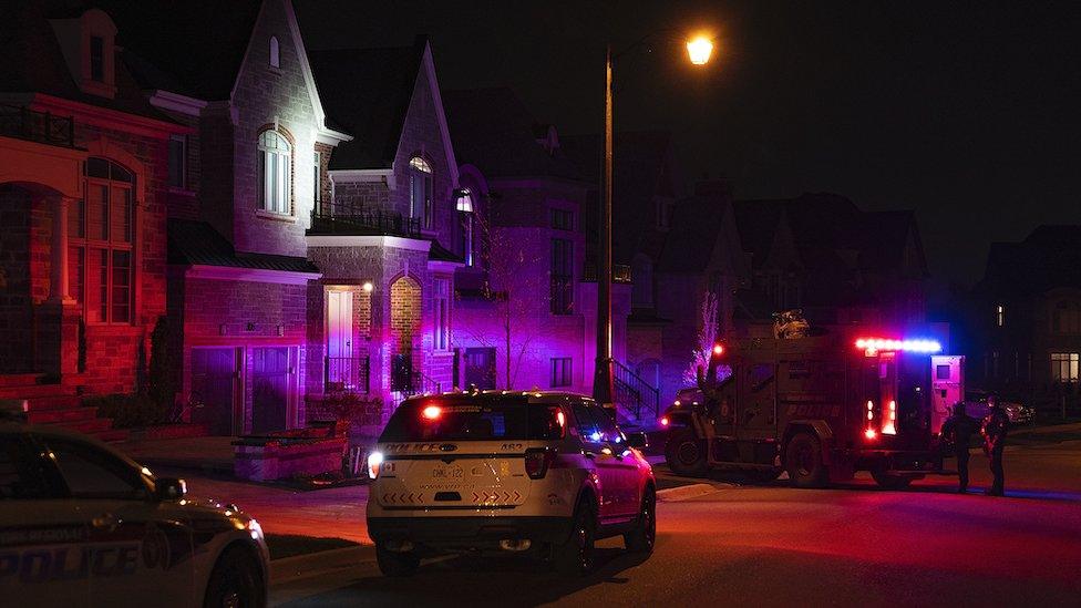 Police search a property in Vaughan, Ontario