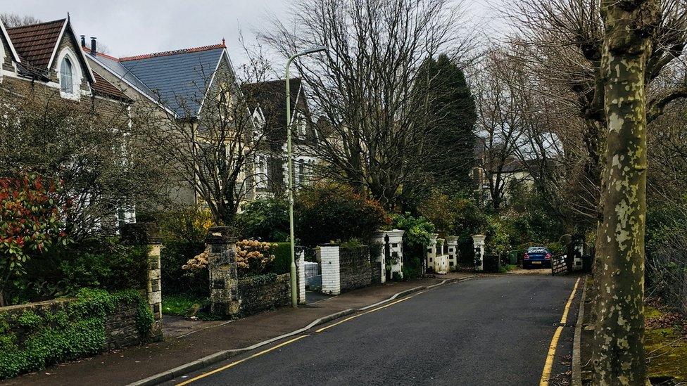 Tyfica Crescent in Pontypridd which shows detached houses on the road