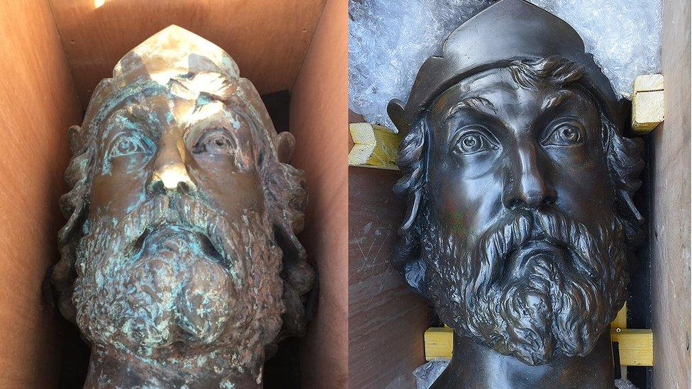 Wallace statue before and after