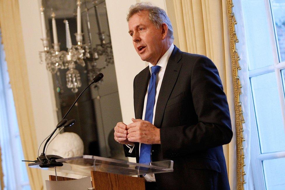 Sir Kim Darroch speaking inside the British Embassy in Washington, DC in 2017