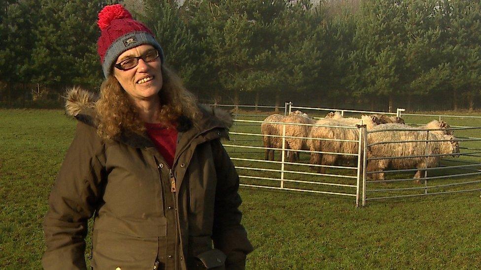 Sarah Shuffell with her sheep