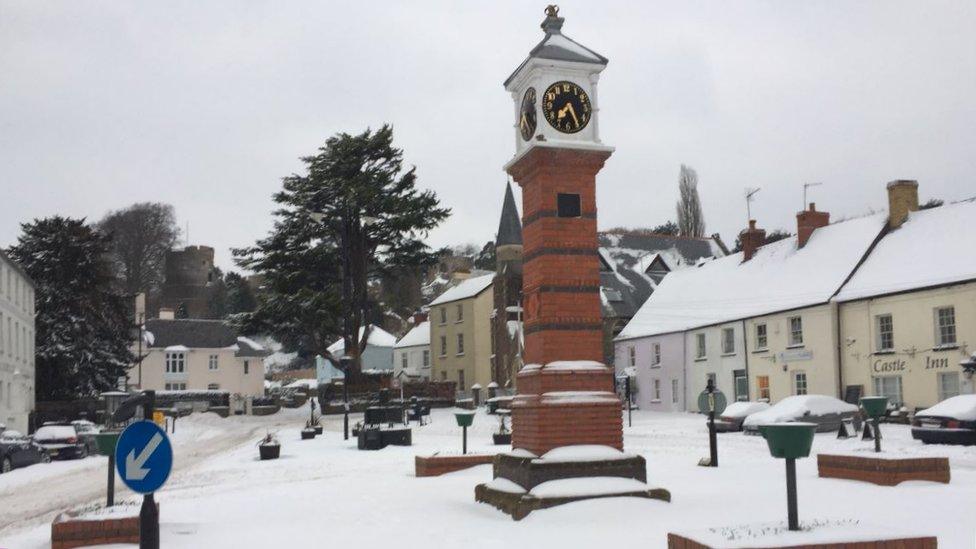 And further east, here is the scene in Usk, Monmouthshire