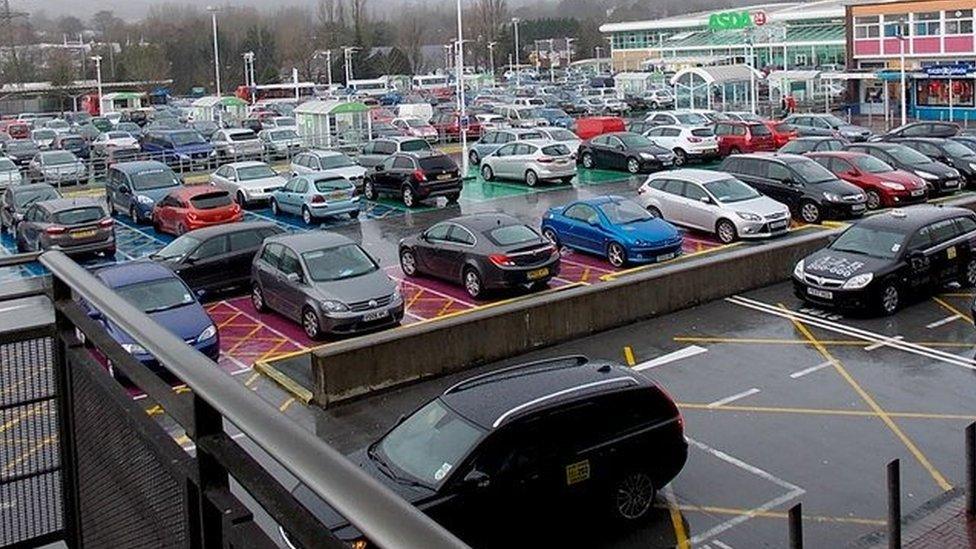 Asda car park in Cwmbran town centre