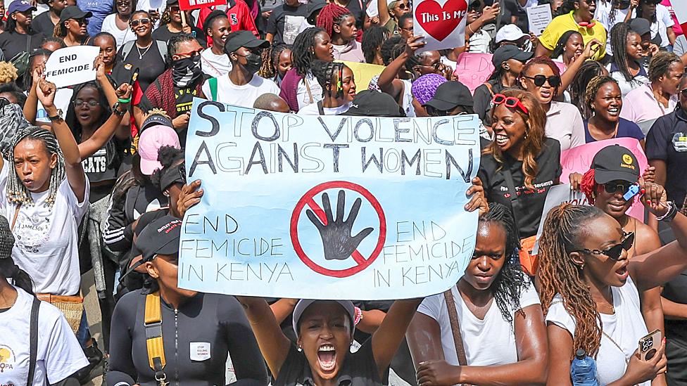 Protesters against femicide in Nairobi, Kenya - Saturday 27 January 2024