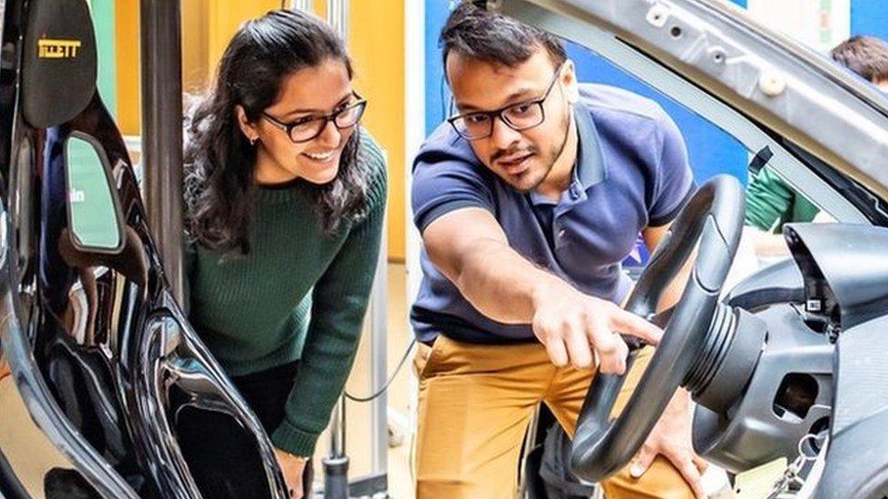 Inside the solar car