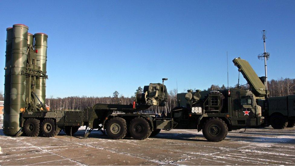 A new generation air defence system S-400 Triumf, also known as a SA-21 Growler, is pictured during exercises at the anti-aircraft defence military unit near Elektrostal, outside of Moscow