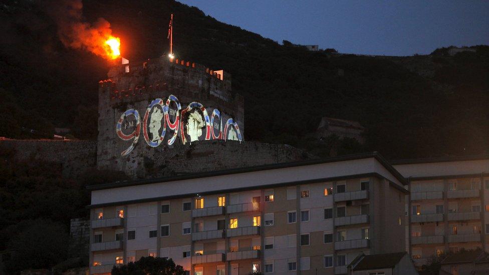 The British Colony of Gibraltar in Spain lit a beacon, as well as projecting images of the Queen.