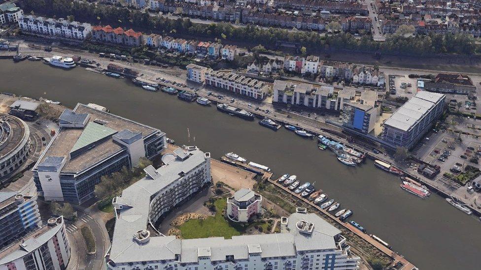 Aerial view of Bristol Harbour