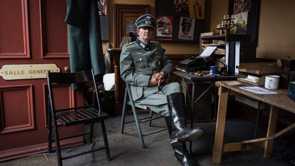 Re-enactor dressed as a German soldier