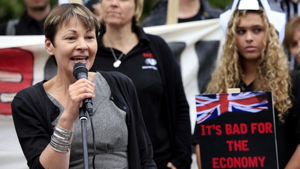 Caroline Lucas speaking at a badger cull protest