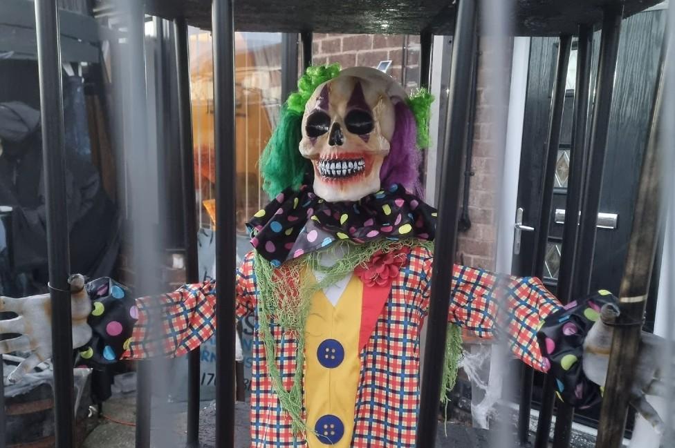 Halloween decorations outside a house in Heanor