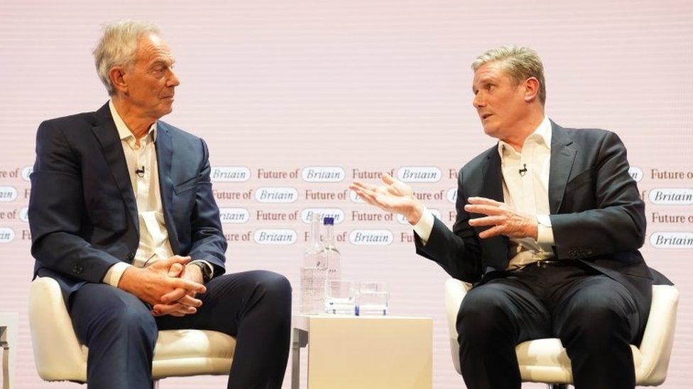 Tony Blair (left) speaks with Labour leader Sir Keir Starmer